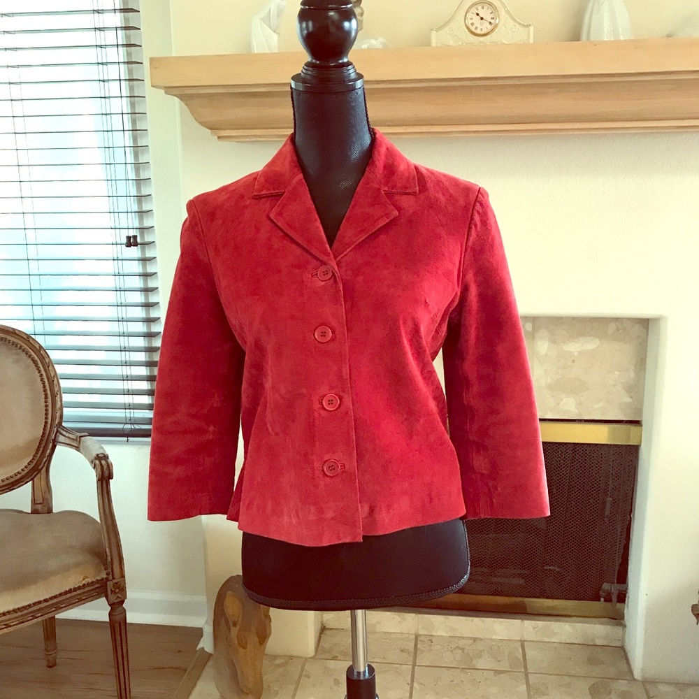 Garson by Rem Garson vintage suede jacket, tomato 🍅 red, sz PM
